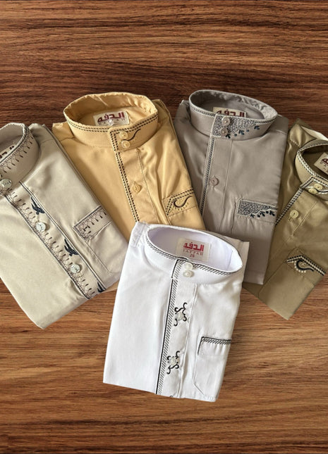 Classic Daffah Embroidered Thobe for Kids