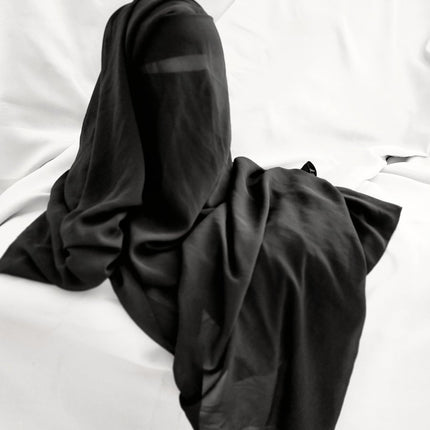 Chiffon Niqab Double Layer With String - Al Haya Store