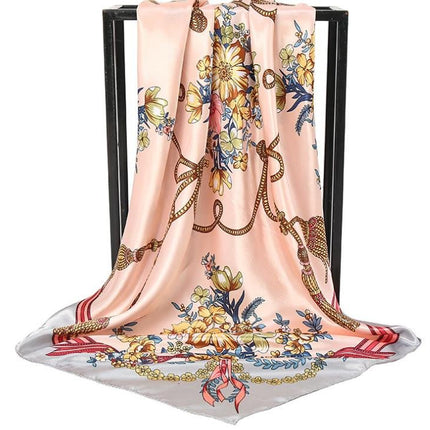 Flower Satin Scarf - Al Haya Store